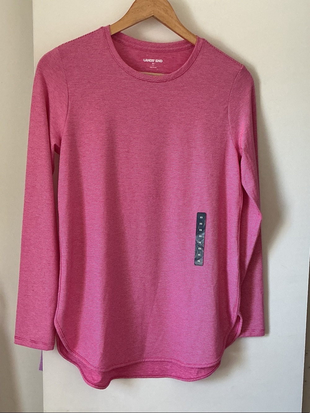 Lands' End Girls' Long-Sleeve Crewneck Top - Pink Heather